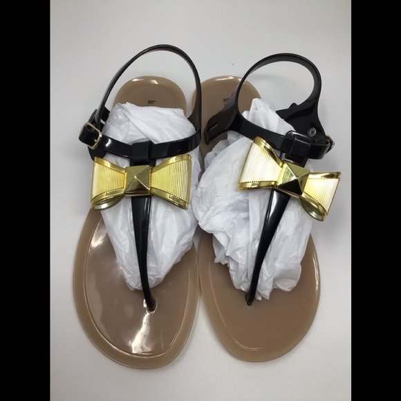 kate spade Shoes - Kate spade Jelly Sandals black gold and neutral color